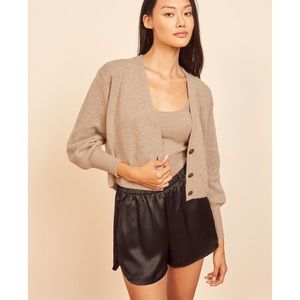 Reformation Varenne Cashmere Tank and Cardi Set in Oatmeal